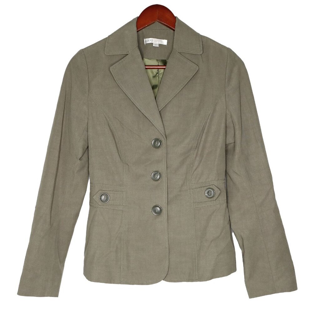 Cleo Tailored Blazer Jacket Green Casual Single Breasted Lined Peak Lapel - Picture 3 of 10
